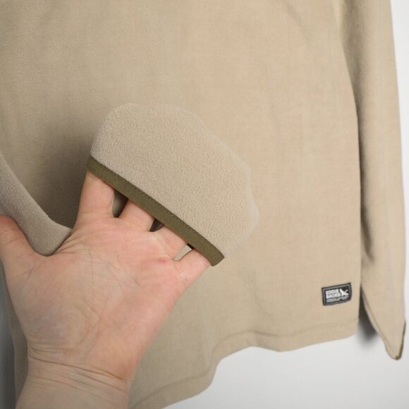 Eddie Bauer Mend Fleece Pullover Sweater Snap Mock Neck Top Light Khaki Beige - Picture 9 of 11